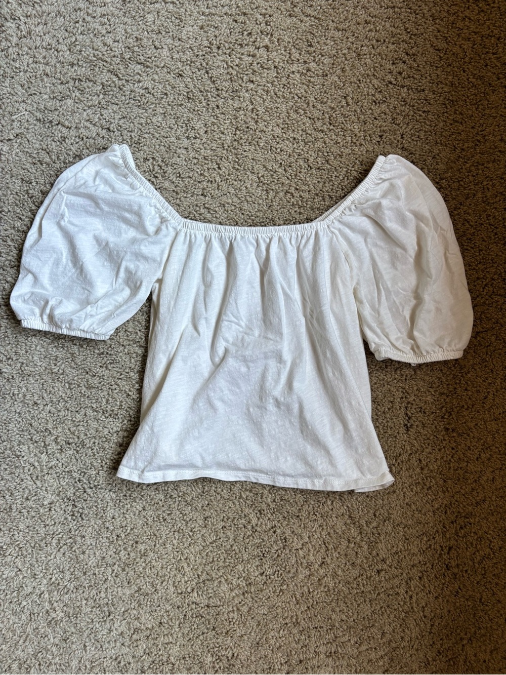 Old Navy White Off-the-Shoulder Puff Sleeve Top